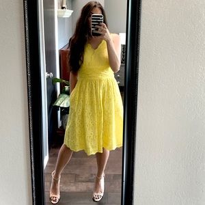 Yellow Eyelet Cocktail Dress